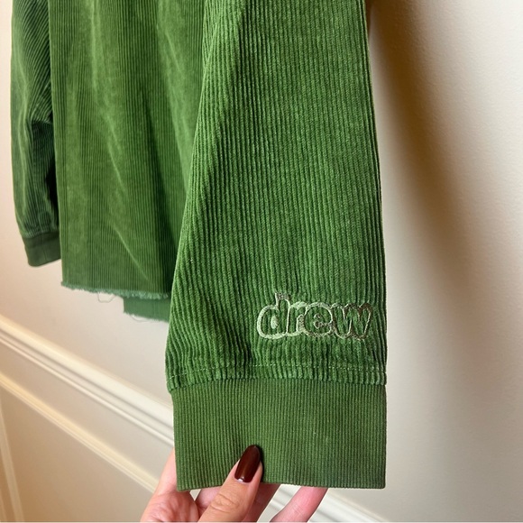 DREW Corduroy Army Green Hoodie - Picture 3 of 9